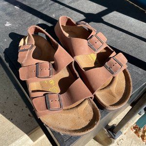 NWOT Birkenstock Milano Leather Sandals 43 Brown